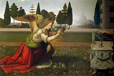 Anjo Gabriel, da Anunciação, 1472-75 (pormenor) (após restauro)